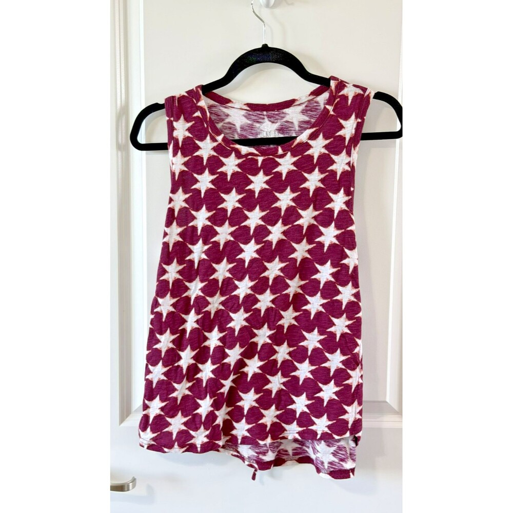 Lucky Brand Boho Red Star Print Tie Back Tank Top Size Med